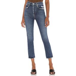 AGOLDE Women's Blue Riley High Rise Straight Leg Crop Jeans Size 24